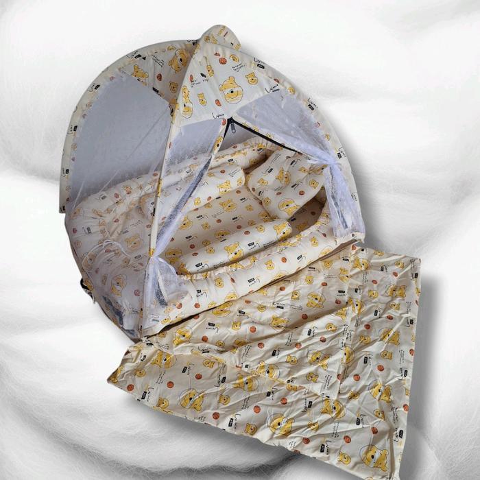 Kasur Kelambu Serut Set Slimut Bayi Kasur Serut Perahu Motif Karakter Uniseks Anak-Anak Cewek Cowok