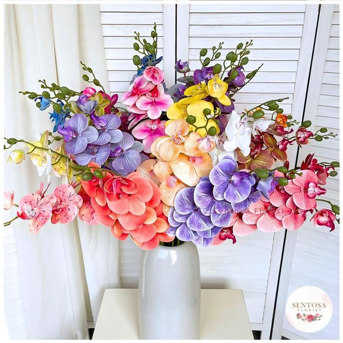 Bunga Anggrek Latex 11 Kuntuman Import Premium Bunga Anggrek Bulan Artiifcial Dekorasi Wedding