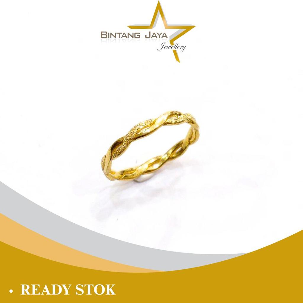 Cincin Emas LM Kepang Keliling Pasir - Kadar LM99 - Berat 2gr - Size 20 - Lingkar Penuh Aura Mewah (