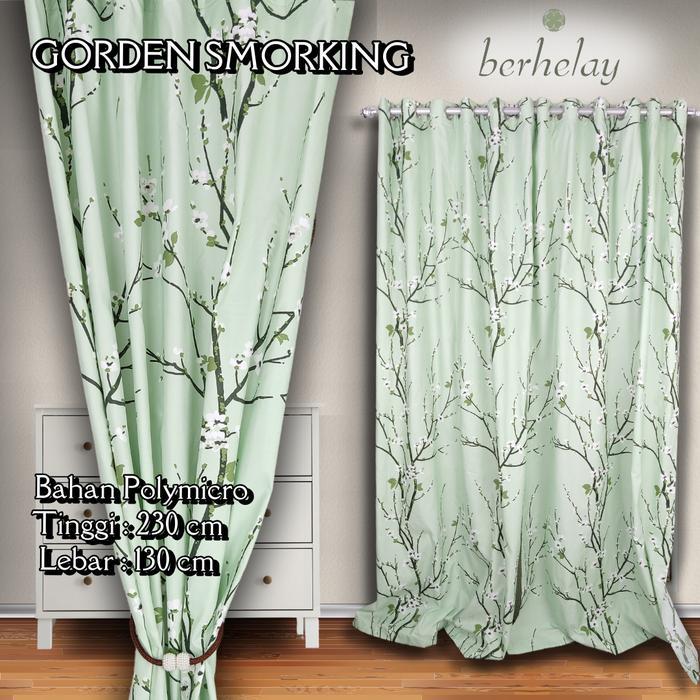 Gorden Smokring Motif Bunga Jeju Hijau Mint