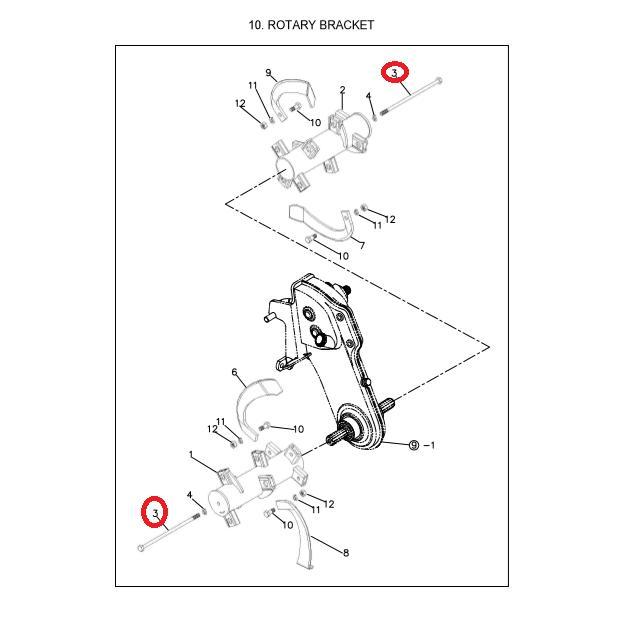 Baut Rotary / Bolt Rotary M10x235 Traktor Tangan YZC Yanmar