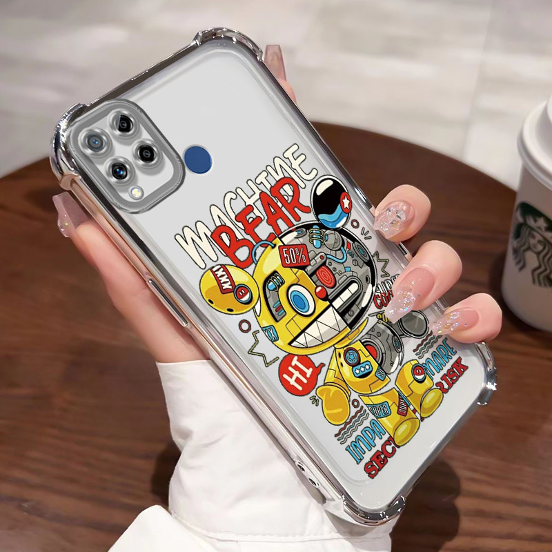 Casing Hp Untuk Realme C15 Case Beruang Mesin Kasing Shock-Proof Cesing Airbag Kesing Anti Kuning Si