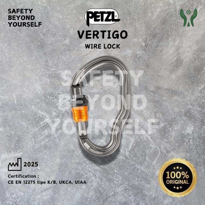 VERTIGO WIRE LOCK PETZL Carabiner 25 kN - Karabiner untuk Keselamatan Kerja di Ketinggian Akses Tali
