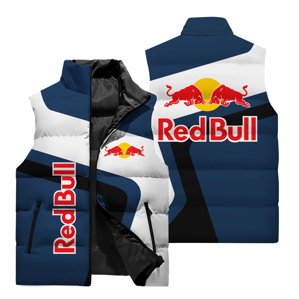 New Red Bull Riding Vest And Red Bull Logo 3D Digital Printed Jacket, Red Bull Motorcycle Riding