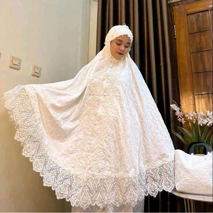 (MUKENA SUTRA PAYET KD PREMIUM) MUKENA DEWASA SUTRA PARIS ORI RENDA PAYET KD MUKENA SUTRA ADEM MEWAH