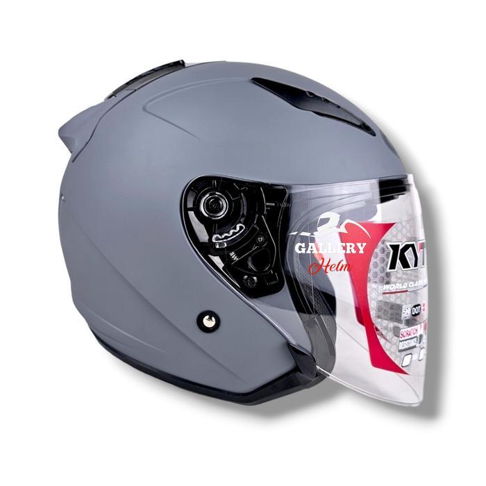 Helm Kyt Galaxy Gorila Grey Flat R Helm Kyt Visor Flat Grey Doff