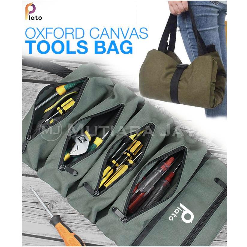 Tekiro Master - Plato Tool Bag Tas Perkakas Canvas Roll Multifungsi Tempat Tools