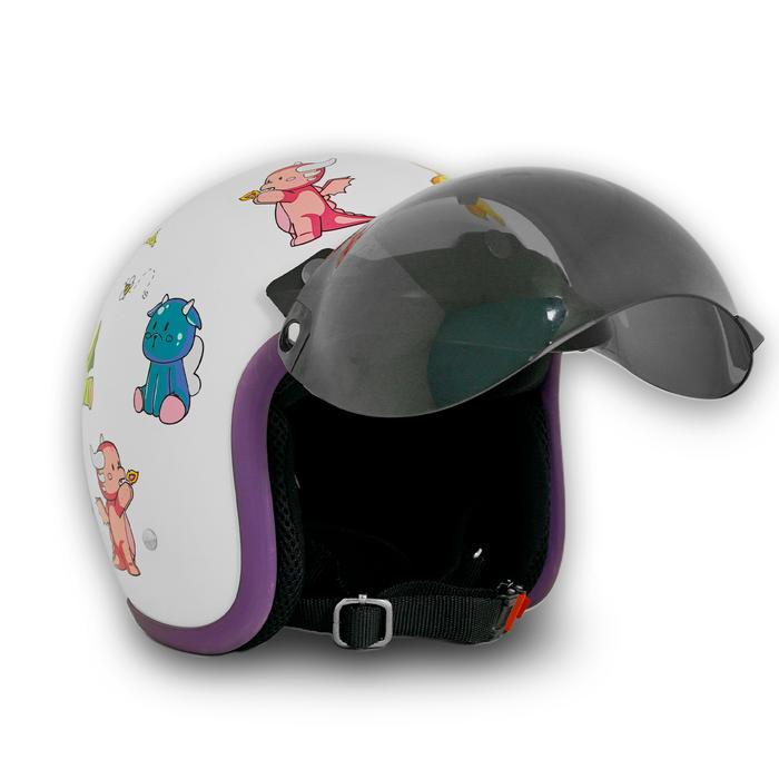 ORIGINAL Marzano Helm Anak Retro Bogo Half Face Kids Series Bambino White Glossy Size S-XL