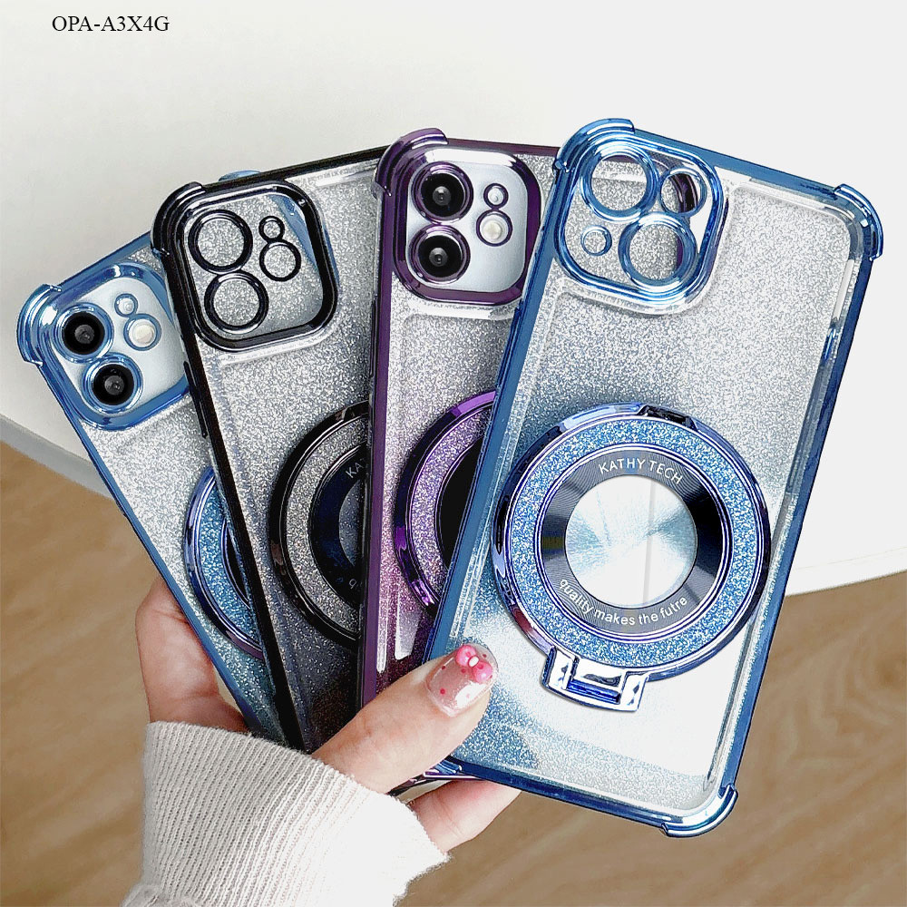Softcase Braket Magnet Glitter Casing Hp For OPPO A3X A3 A3S A6 A5X A5i A5 A7 A5S A12 A11K A58 A60 A