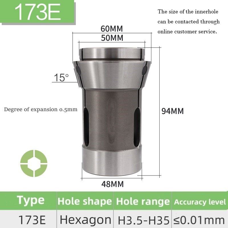 JUAL Stuka F48 173E Hexagon Hole DIN6343 Front Push collet For MIYANO CNC lathe Spring Steel Chuck R