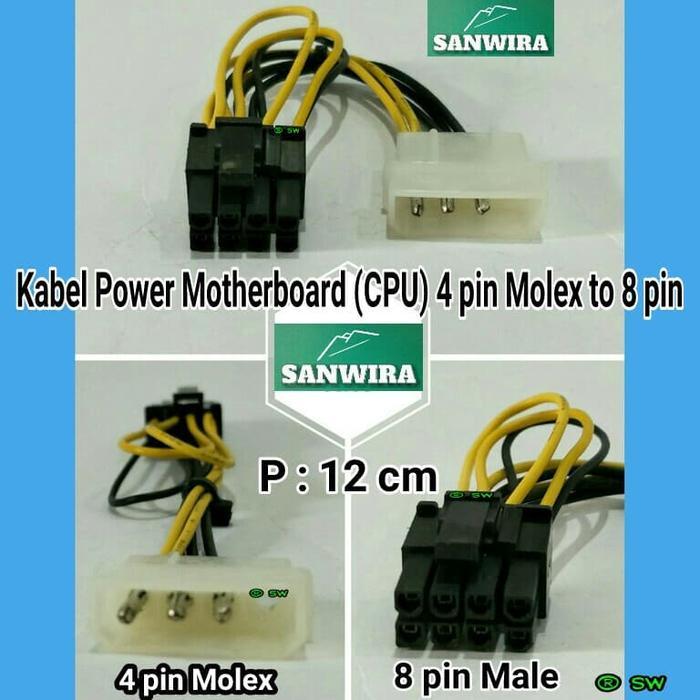 Kabel Power Motherboard (CPU) 4 pin Molex to 8 pin 12 cm