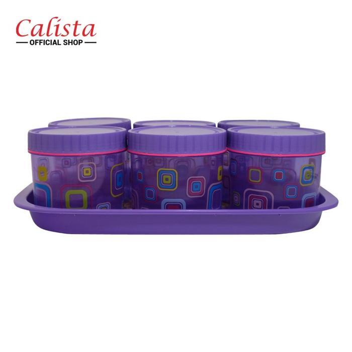 Toples Kue Kering Calista / Toples Tonam Set 7 in 1 + Nampan Plastik / Toples Plastik Lebaran