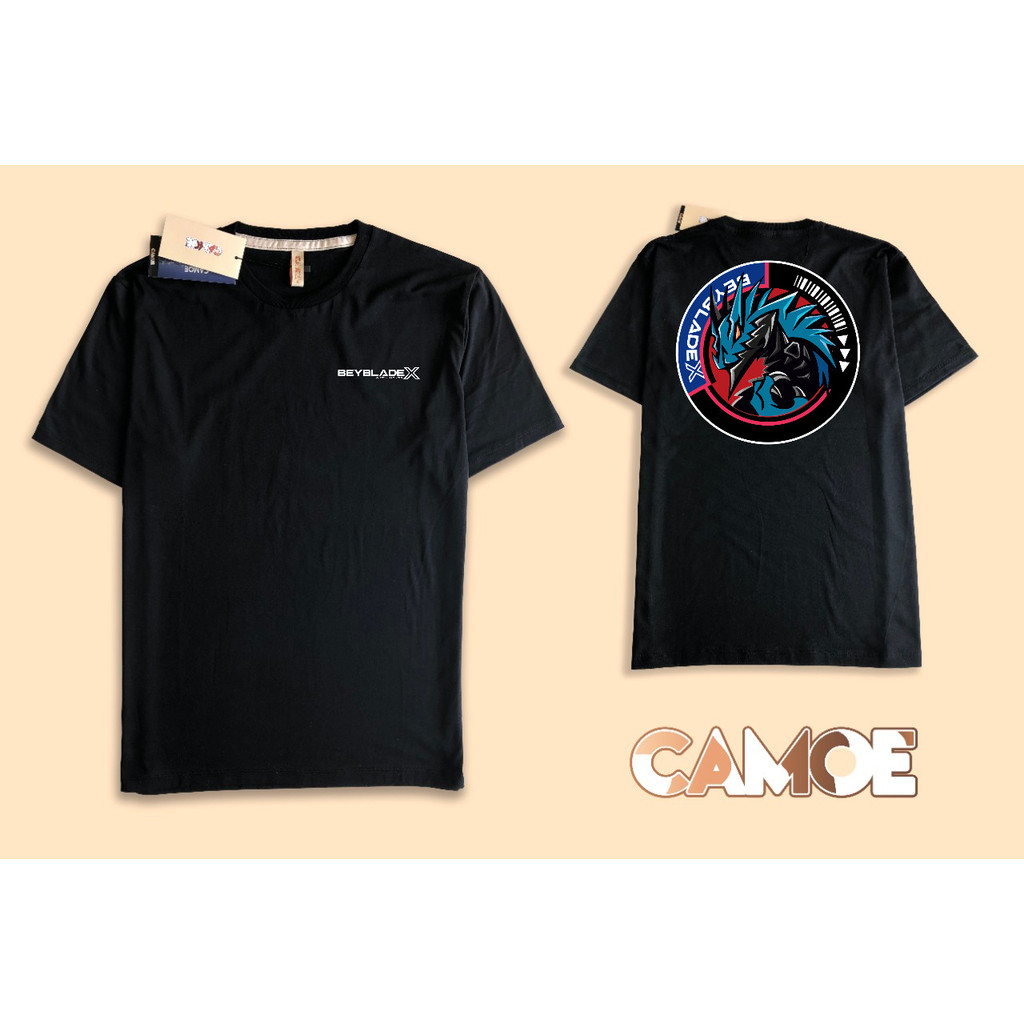 Kaos Tshirt Depan Belakang Anime Beyblade X Gear Chip logo Cobalt drake