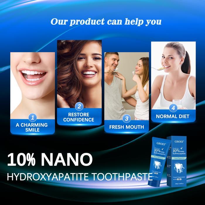 GROEI 10% NANO HYDROXYAPATITE TOOTHPASTE 118ML - FLUORIDE FREE, ENAMEL REPAIR, FRESH MINT,