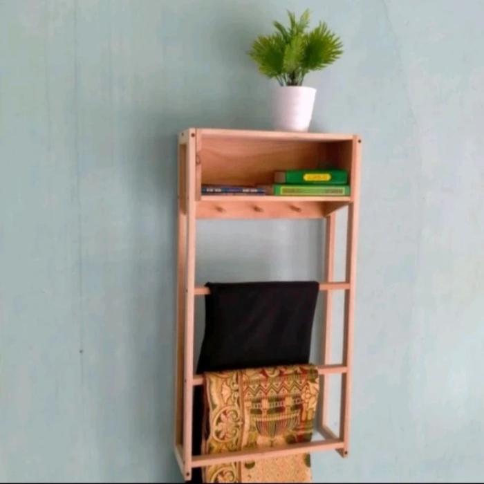 Rak mukena jilbab baju Rak buku Rak dinding rak gantung serbaguna Kayu