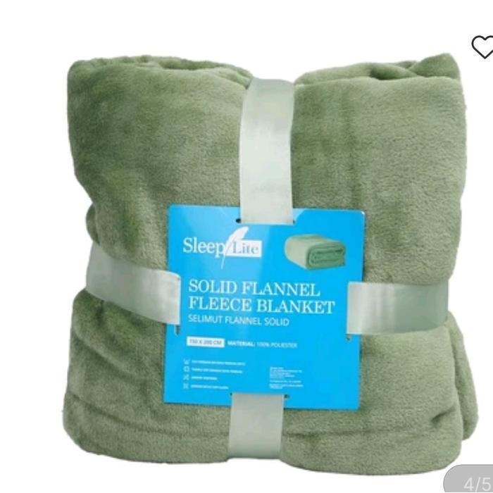 ORIGINAL Selimut Poliester Sejuk 150x200 cm SleepLite Solid Flannel Fleece Blanket Green READY STOCK