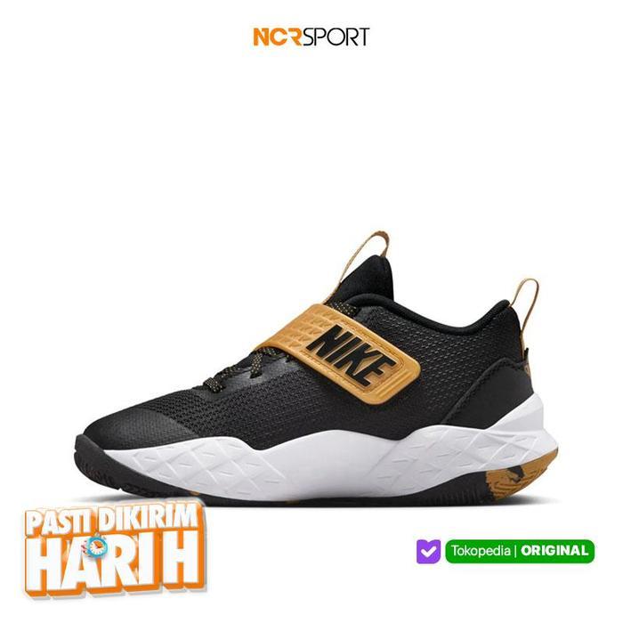 Sepatu Basket Anak Nike Team Hustle D 12 (Gs) Black Gold Original Hf6279-003 Co