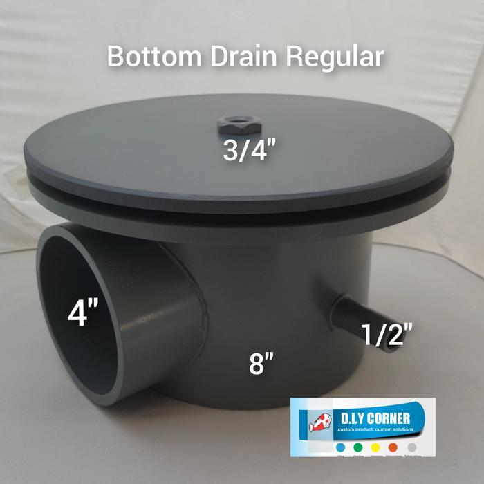 Bottom Drain 4 inchi + tutup Bottom drain regular