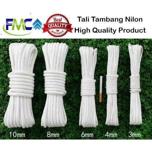 "New" Tali Tambang Kecil Nilon 3mm 4mm 5mm Nylon Per 10 Meter Dadung Pengikat Barang Tali Nilon