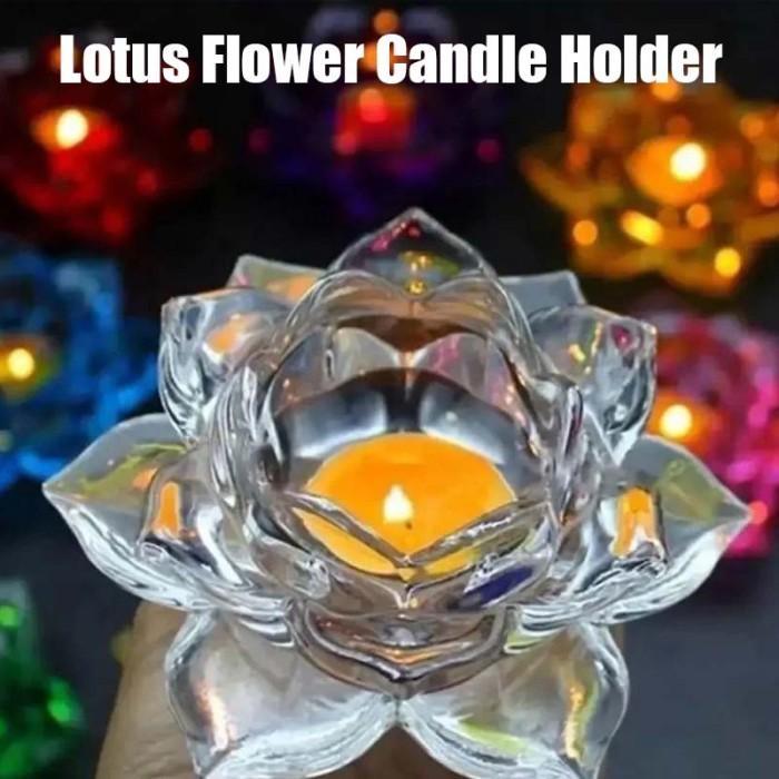 Tempat Lilin Kristal Teratai Dekorasi Candle Holder Bentuk Bunga Teratai Tempat Lilin Aromaterapi
