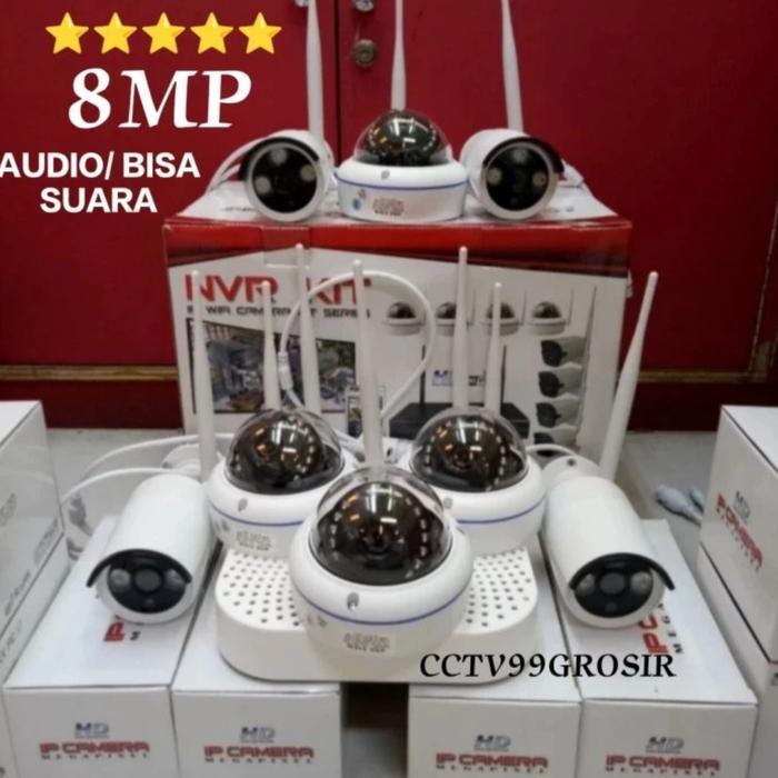 Paket Cctv Wireless Nvr Kit Full Audio 8Ch 8 Kamera Cctv Wireless Nvr Kit Hd 1296P 8Mp