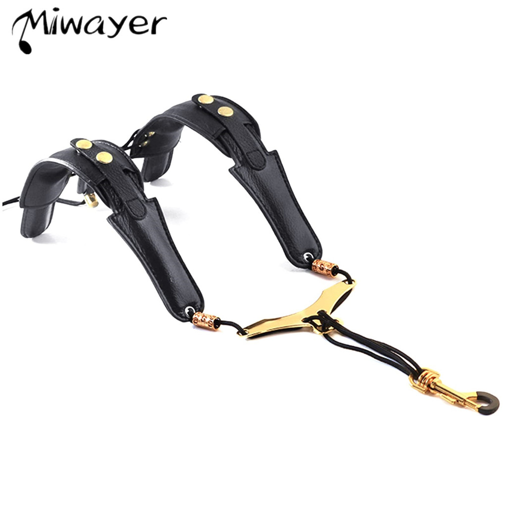 Miwayer Saxophone Strap Leather Adjustable Saxophone Shoulder Strap Saxophone Lanyard Musical