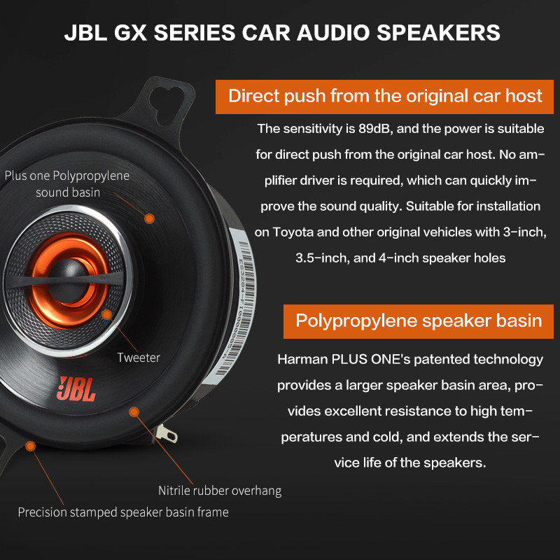 JBL car audio speaker 3.5-inch coaxial tweeter midrange bass full-range car speaker 3.5-inch pair