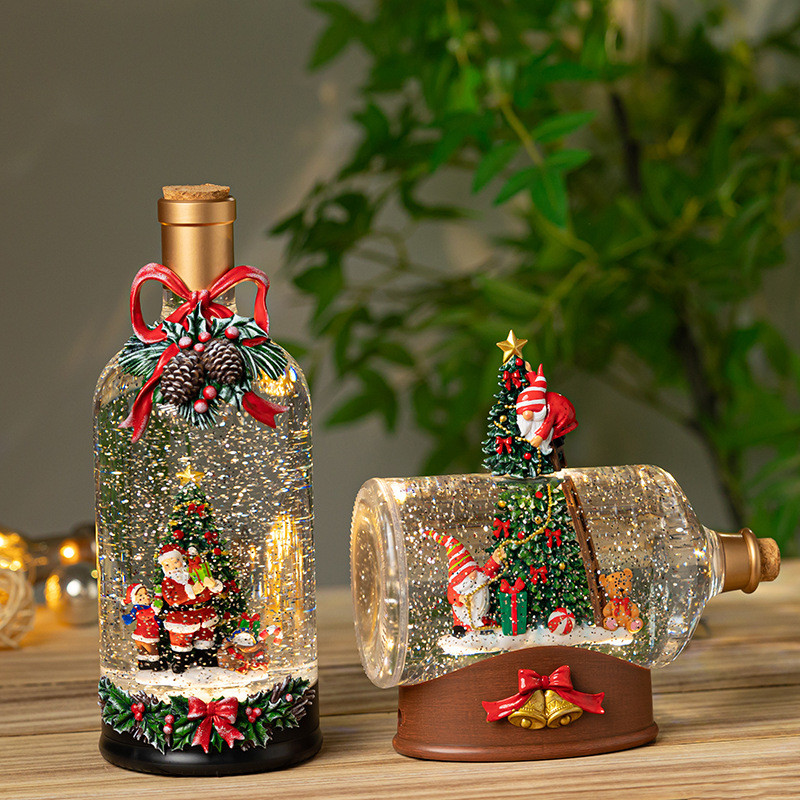 Christmas Drifting Bottle Wine Bottle Music Box Music Box Snowflake Crystal Ball Glowing Ornament