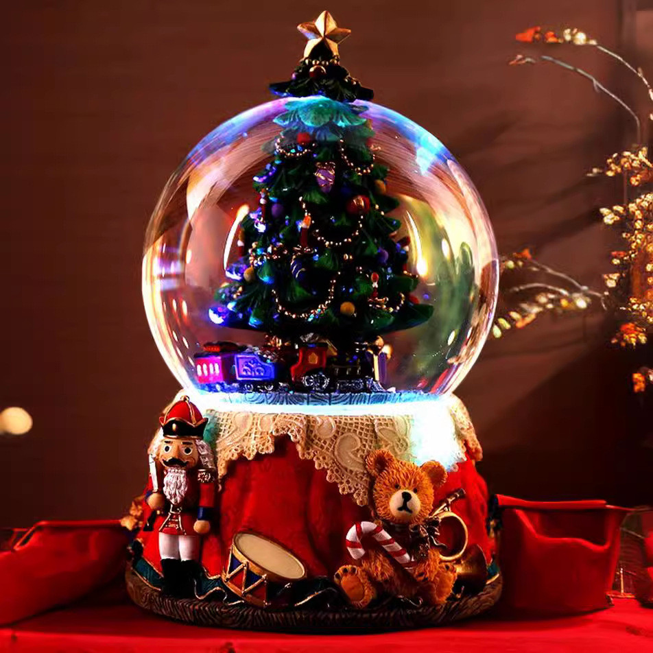 Christmas Gift Electric Crystal Ball Music Box Piaoxue Glowing Music Box Valentine's Day Birthday