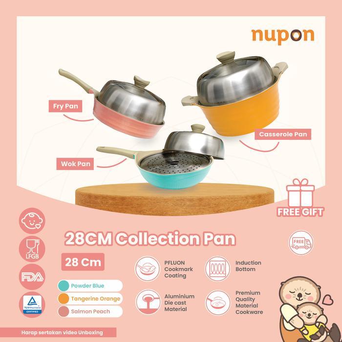 NUPON Panci Fry Pan Casserole Pan Wok Pan 28cm Anti Lengket PFOA Free