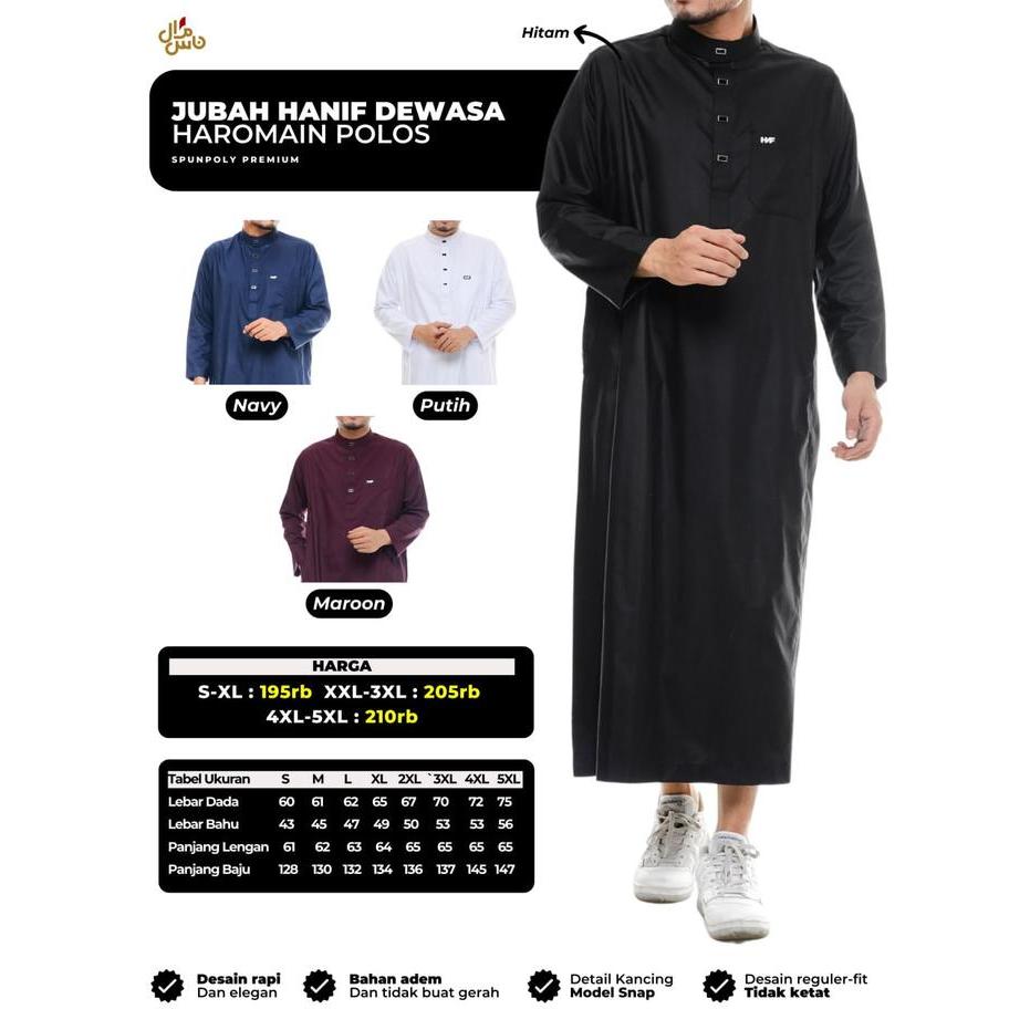 Stok Baru Baju Jubah Gamis Al Haramain Polos Pria Dewasa Premium Lengan Panjang