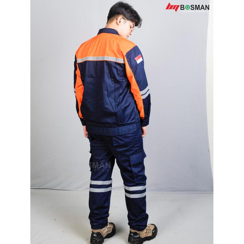 Promo Wearpack Safety Oneset-Navy Merah-Seragam Kerja-Baju Dan Celana Safety-Atasan Dan Bawahan