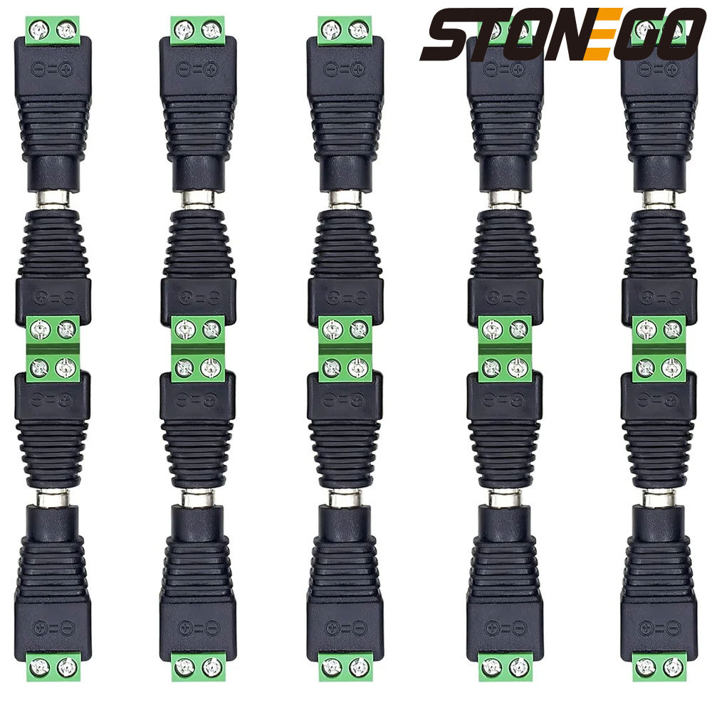 Male and Female Welding-Free DC Plug 5.5*2.1mm Welding-Free DC Female Head Green Terminal Monitoring