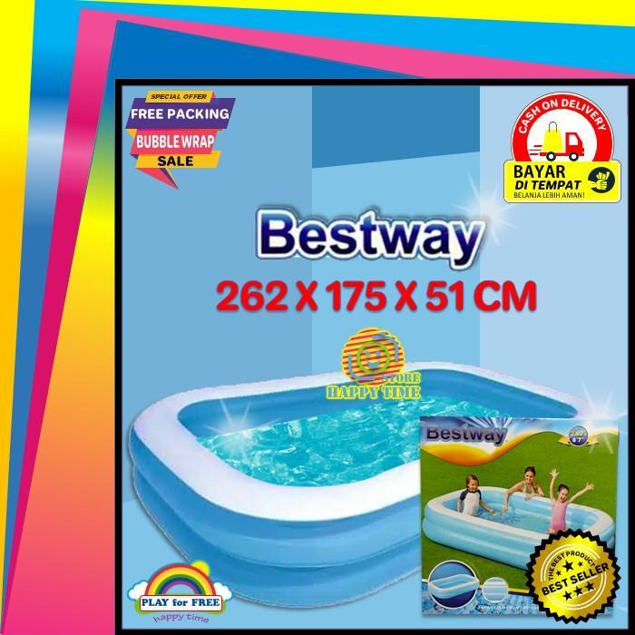 Kolam Renang Berenang Anak Jumbo Bestway Kotak Besar Biru 262 Kado