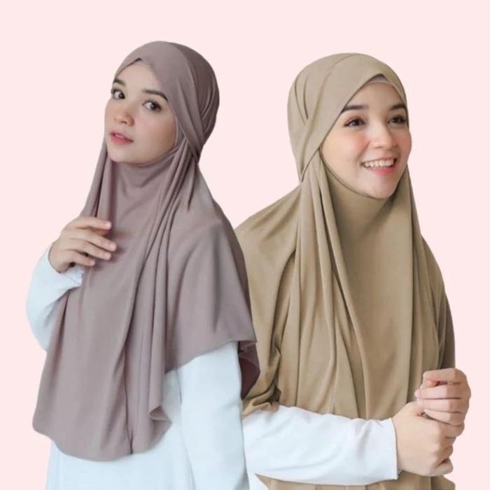 BERGO FRENCH 3IN1 JUMBO CADAR JERSEY / HIJAB INSTAN DAILY LESTI PREMIUM JILBAB WANITA MUSLIM