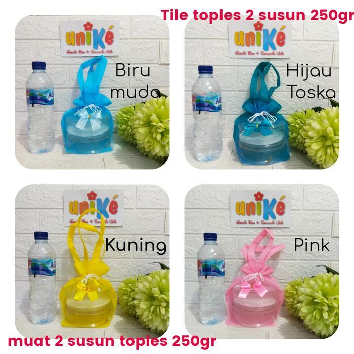 LUSINAN Tas Tile Toples 2 Susun 250 gram Bingkisan Kue Kering Parcel Lebaran Idul Fitri Goodie Bag