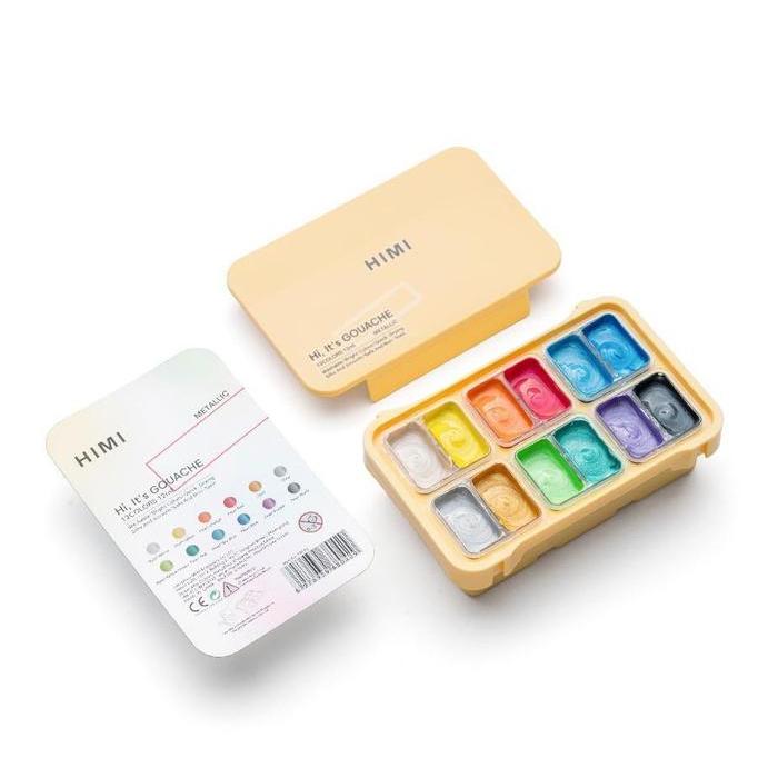 MIYA Himi Metallic Gouache Set 12 x 12ml / Cat Metalik Gouache Himi / Miya Gouache gouache