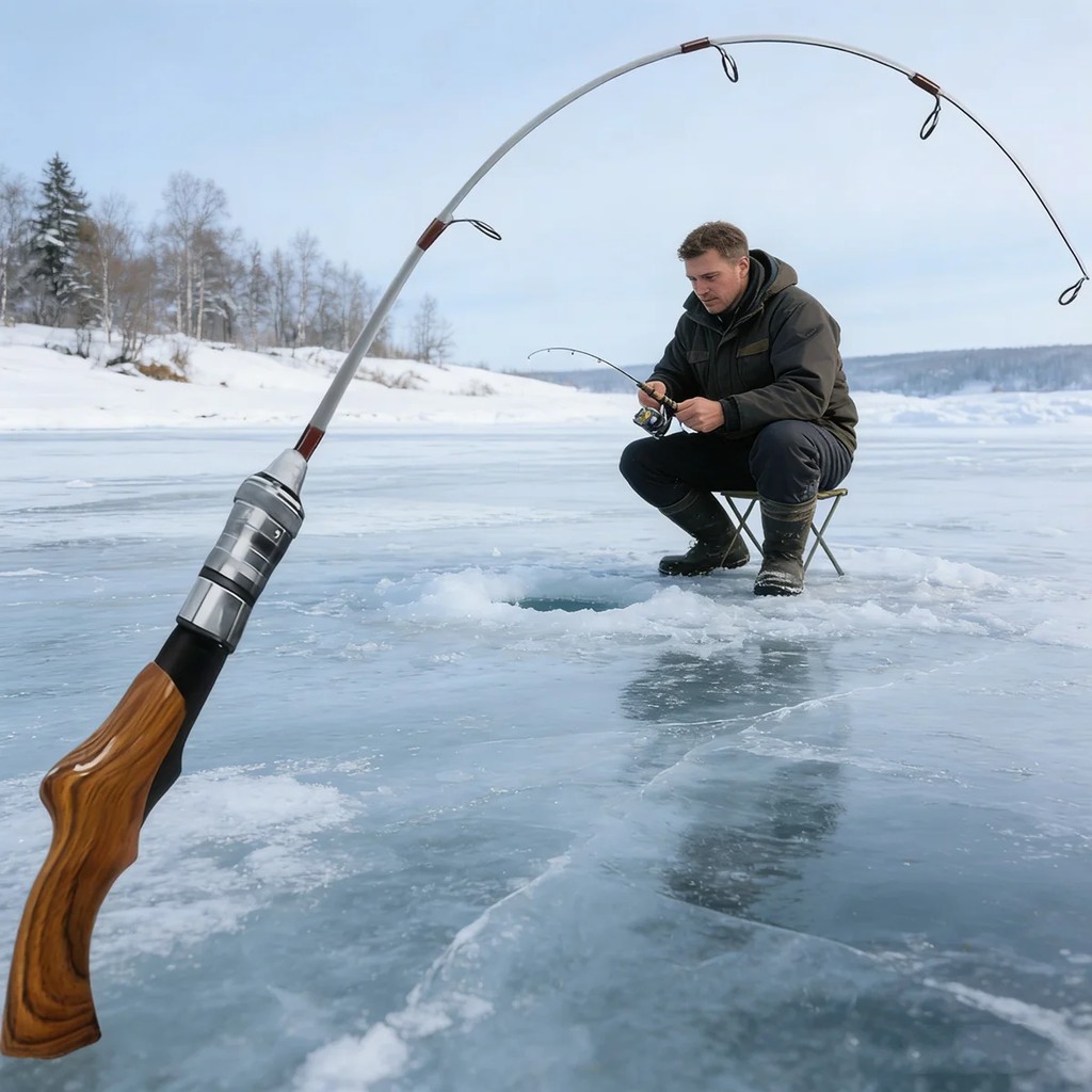 Portable Ice Fishing Rod, Detachable Plug-in Fishing Rod, Ultralight Sensitive Winter Fishing Pole