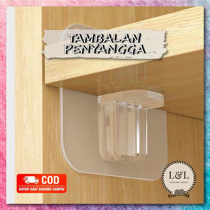 Ambalan Rak Dinding Lemari Perekat Tempel Sekat Laci Siku Penyangga Partisi Lemari Kabinet Pakaian