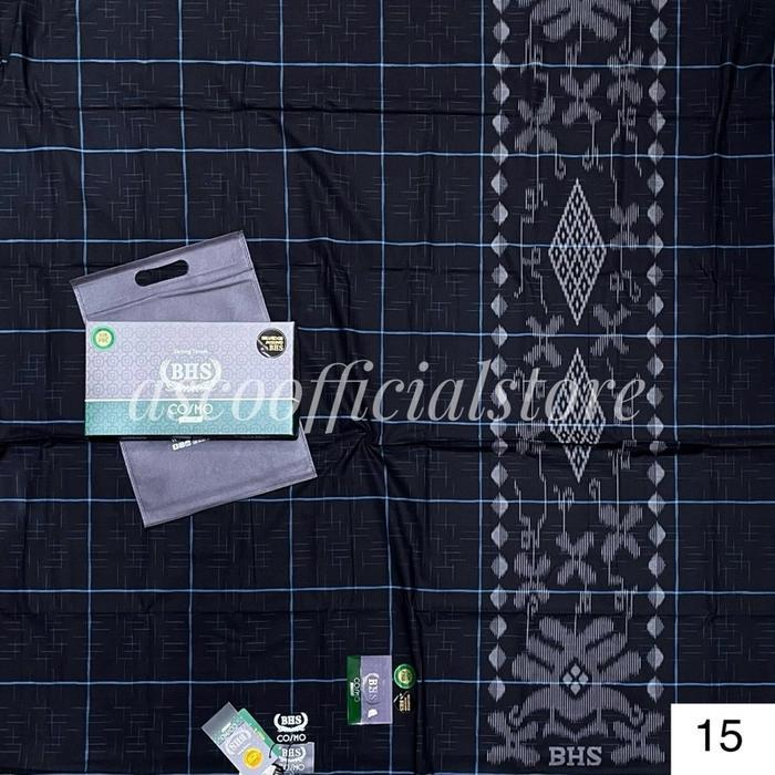 Premium BHS Sarung Cosmo Silver Dan Gold Motif Kotak-Kotak Bahan Viscose Blend dengan Box Paper Bag