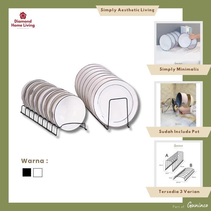 DHL Rak Tirisan Piring Mangkuk Wajan Besi Anti Karat Hitam Putih Kuat Minimalis Rak Pengering Piring