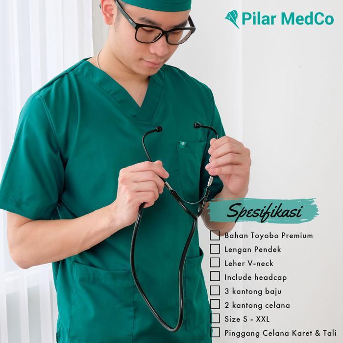 Baju Ok Lengan Pendek - Baju Scrub Medis Lengan Pendek - Bahan Toyobo Tbk
