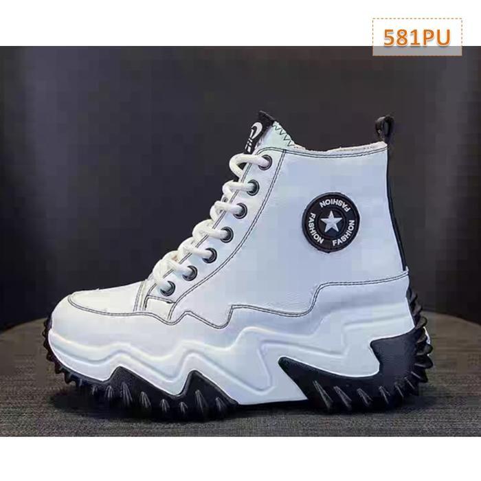 Aerostreet - Gevani Sepatu Sneakers Wanita Boots Nofear Tinggi Sol 5 Cm Hitam Putih (581) Shoes