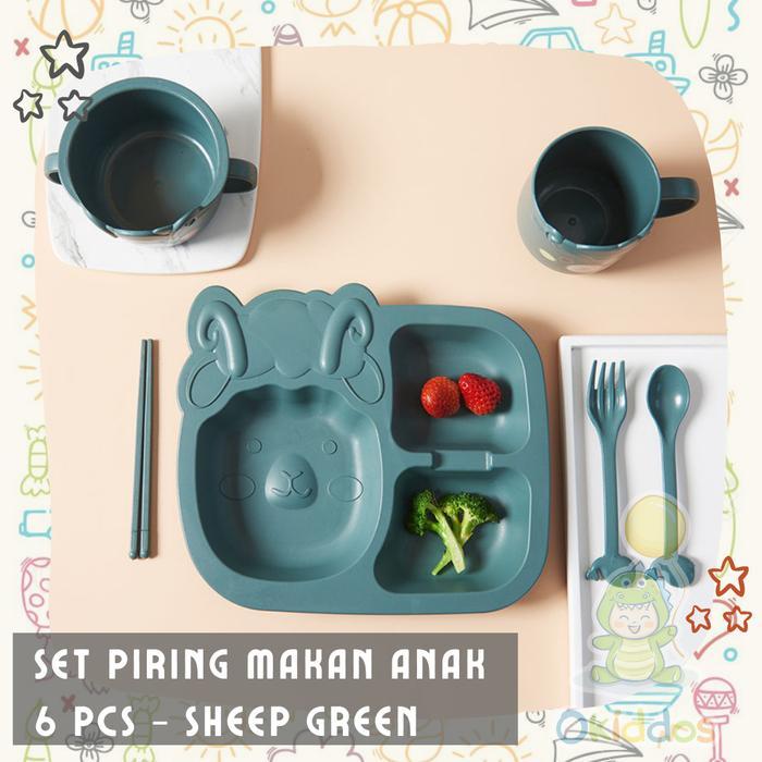 SET PIRING MAKAN ANAK KARAKTER HEWAN LUCU ISI 6 PCS ALAT MAKAN ANAK