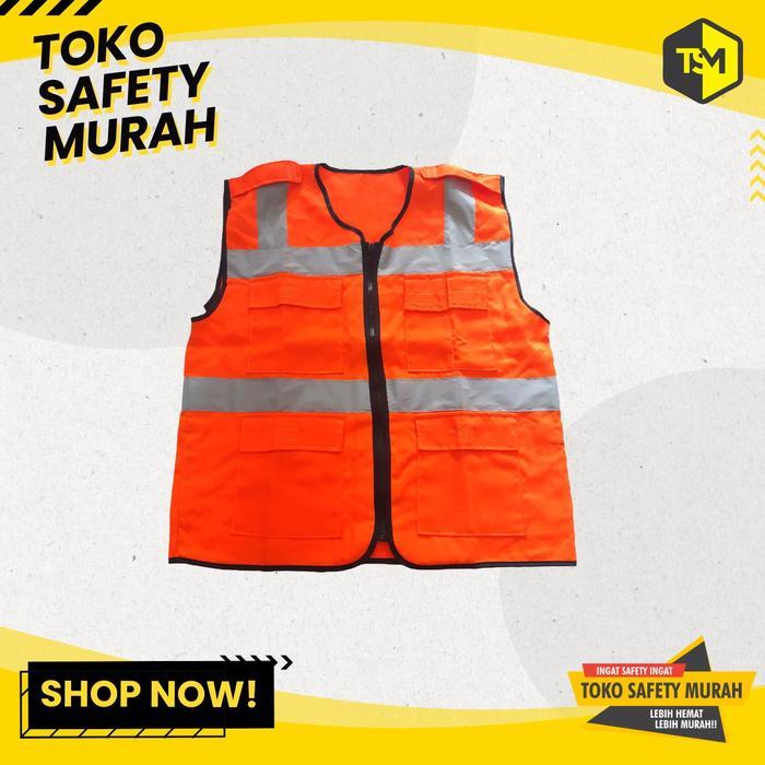 Rompi Safety Proyek dengan Resleting / Baju Safety Murah Alat Safety