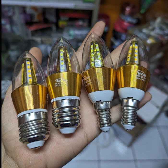 "New" hinomaru Lampu LED Candle 5w 5 watt E27 KUNING filamen 3000k WW