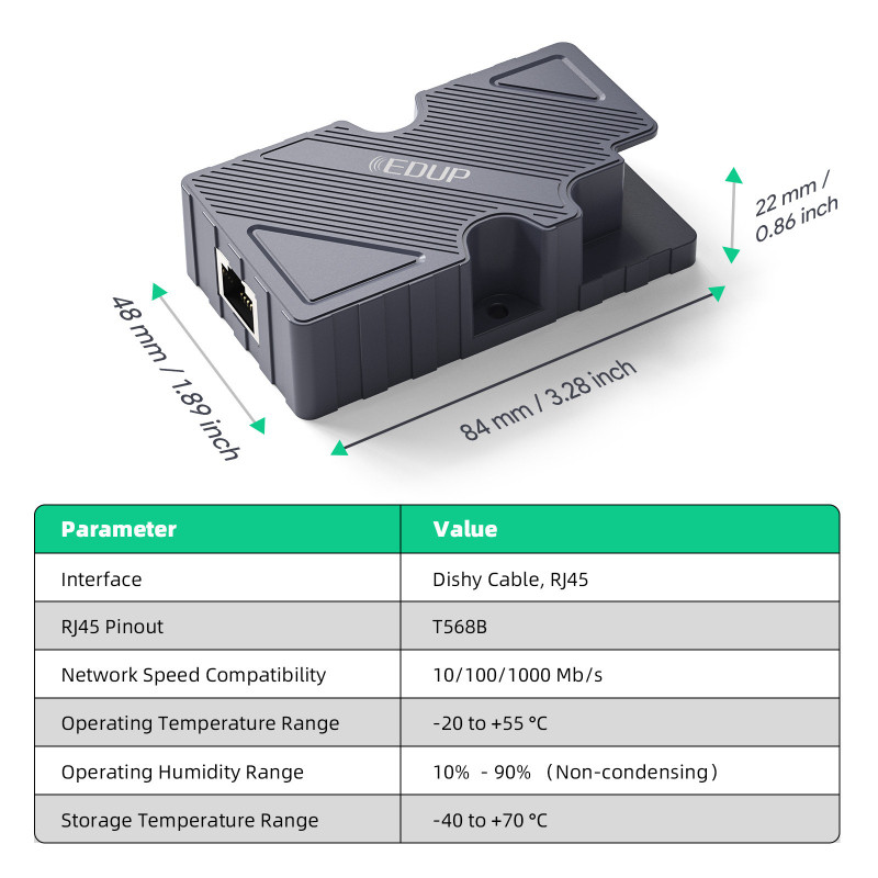 12V to 48V EDUP Starlink POE gen2 Injector DC Step UP Converter 3 in 1 for Dish V2 Internet Kit to