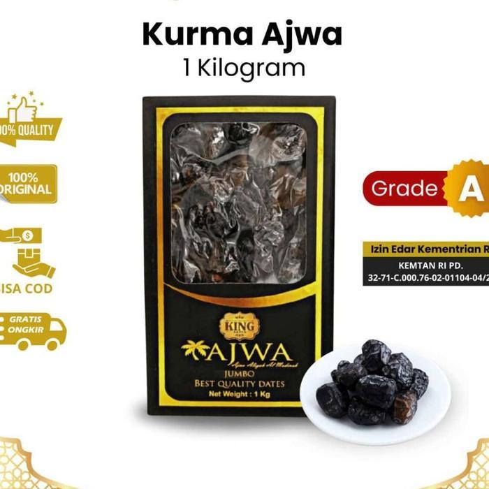 Kurma Ajwa King Premium 1 kg Jumbo Ajwa Aliyah Organic Lembut