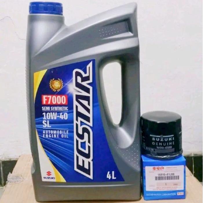 Oli Mobil Ecstar F7000 10W-40 + Filter oli Ertiga ,APV,Karimun,Swiif,pelumas mesin mobil Mesin Car