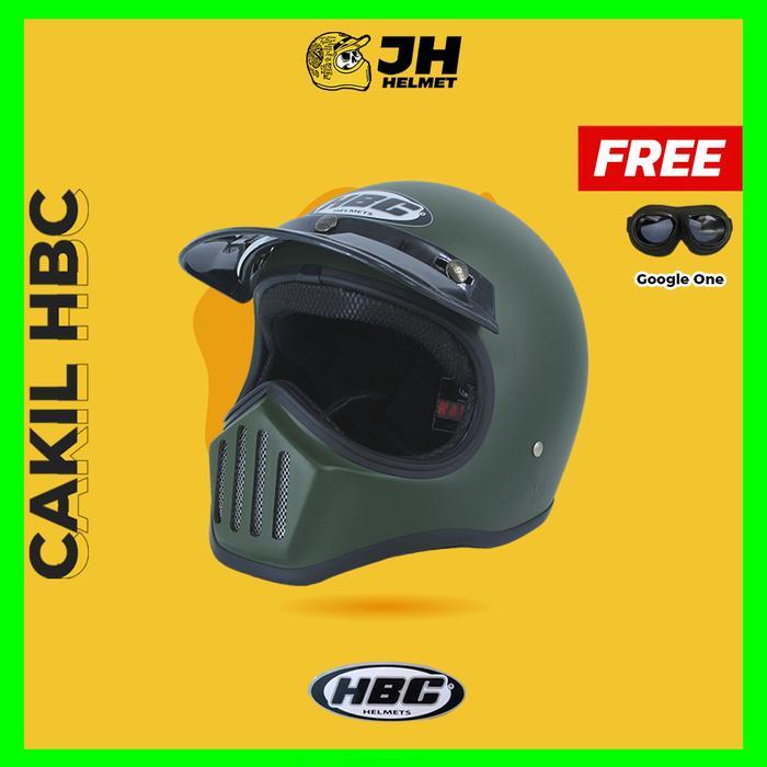 Terlaris Helm Cakil Hbc Green Army (Retro/Klasik/Classic/Vespa/Vintage)